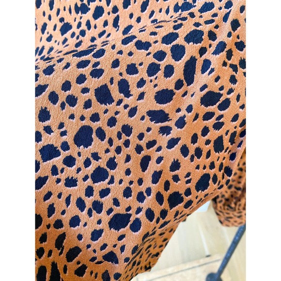 GAP Women's Brown/Black Leopard Print Long Sleeve V-Neck Popover Blouse sz S - Picture 5 of 6